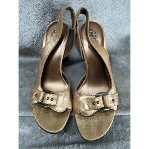 Carlos by Carlos Santana Sz 8 Fidelity Distressed Gold Buckle Slingback Sandal